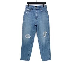 UNIQLO Peg Top High Rise Damaged Jeans Blue Denim 29